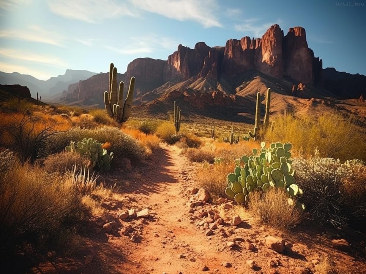 UPABLUNSO DIY 5D Diamond Art Kits Painting for Adults Mountains Sunset Arizona Western Desert Cactus Landscape 11.7x15.7inch