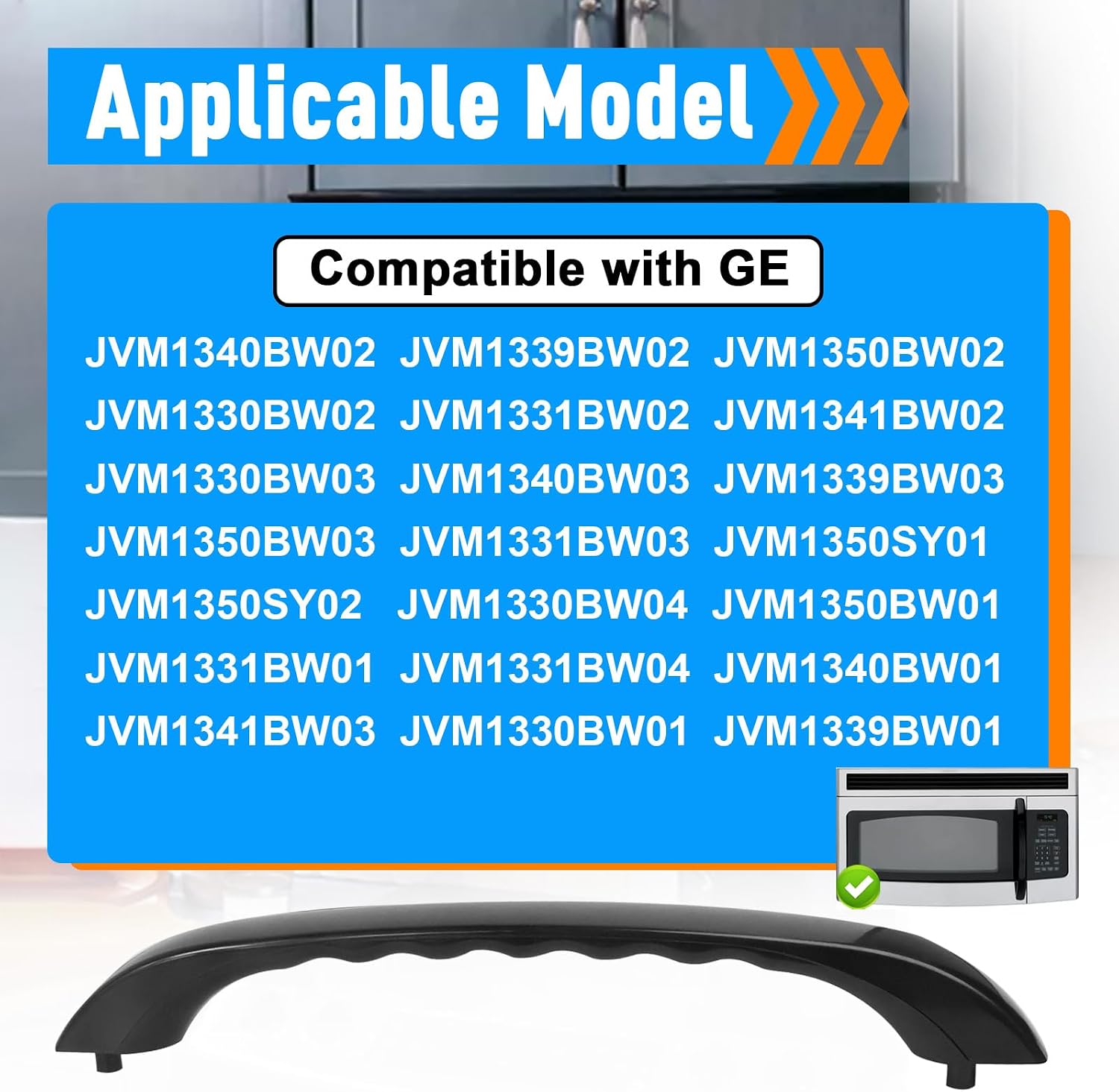 Wb15X10020 Replacement Microwave Door Handle Kit for GE Spacemaker XL JVM1339BW, JVM1350BW, JVM1330BW, Black