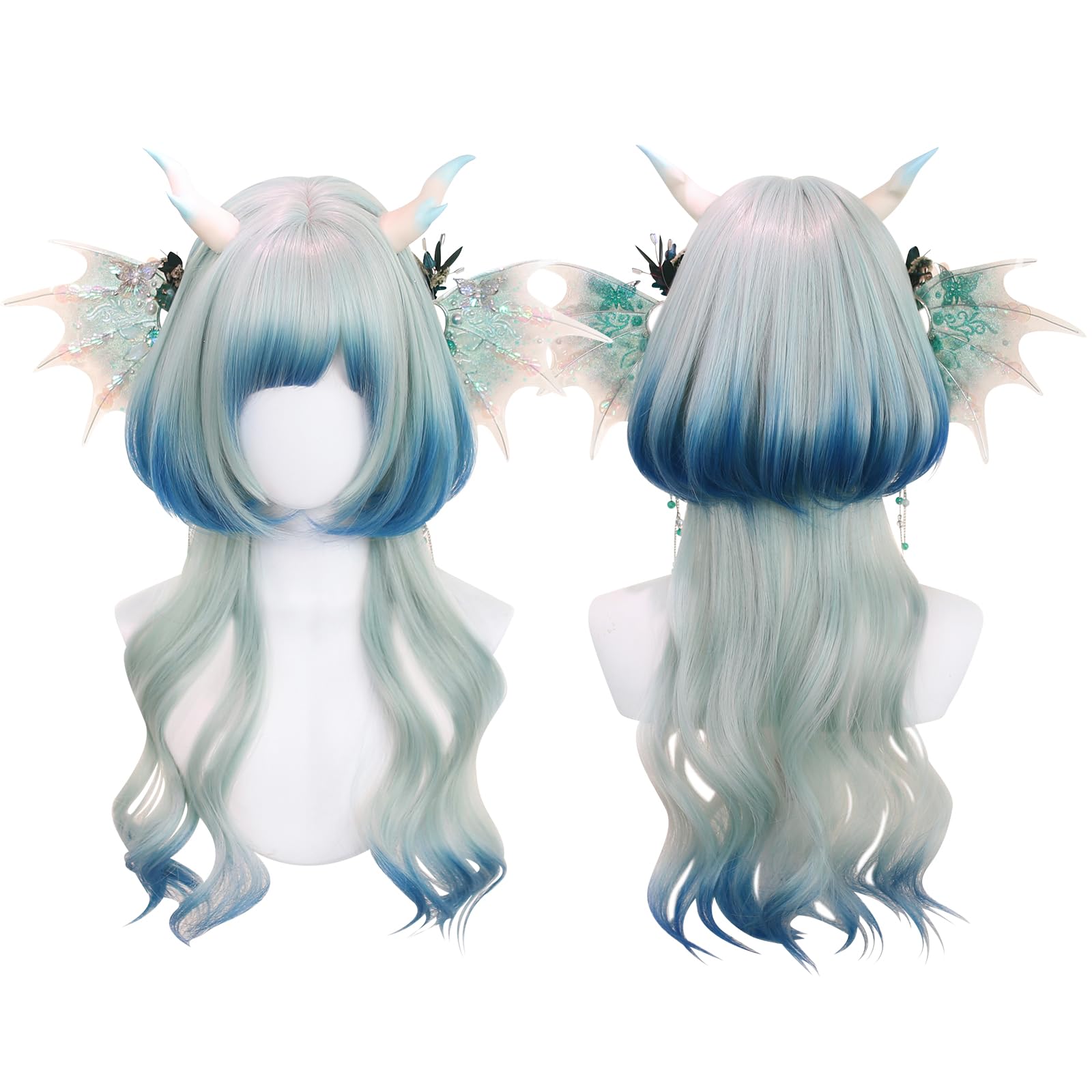 KORURACLUB gradient Wigs cosplay Wig pink and lolita wigs anime wig halloween Wigs for women (No accessories included) (): Icy Mirage
