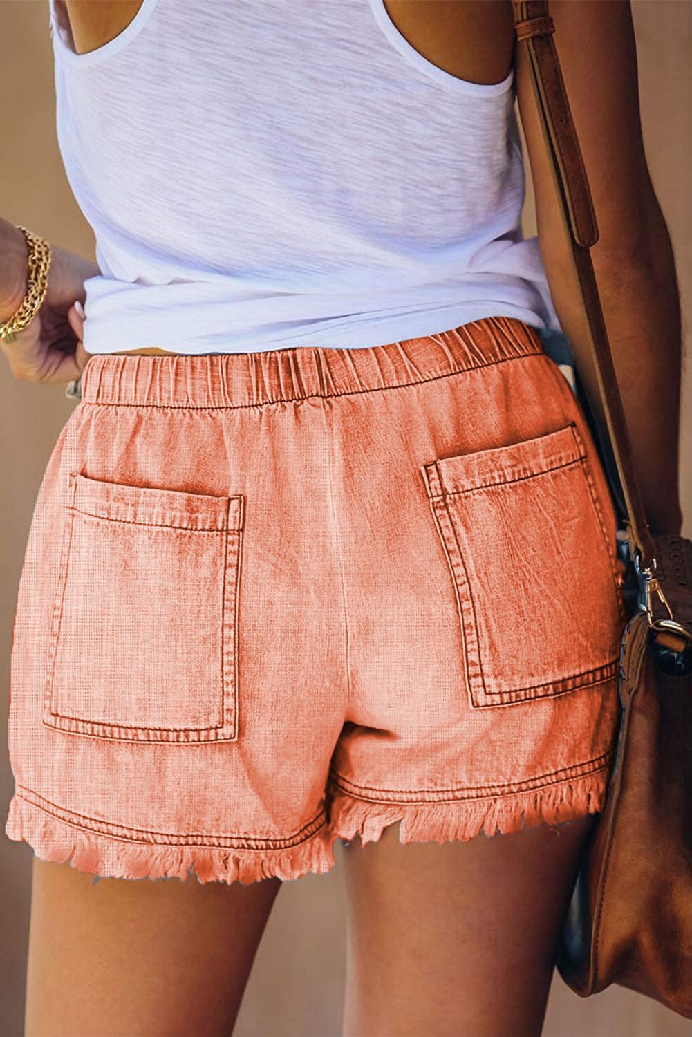 YOCUR Womens Lightweight Shorts Casual Baggy Trendy Hot Pants Elastic Waist Drawstring Comfy Shorts thumbnail