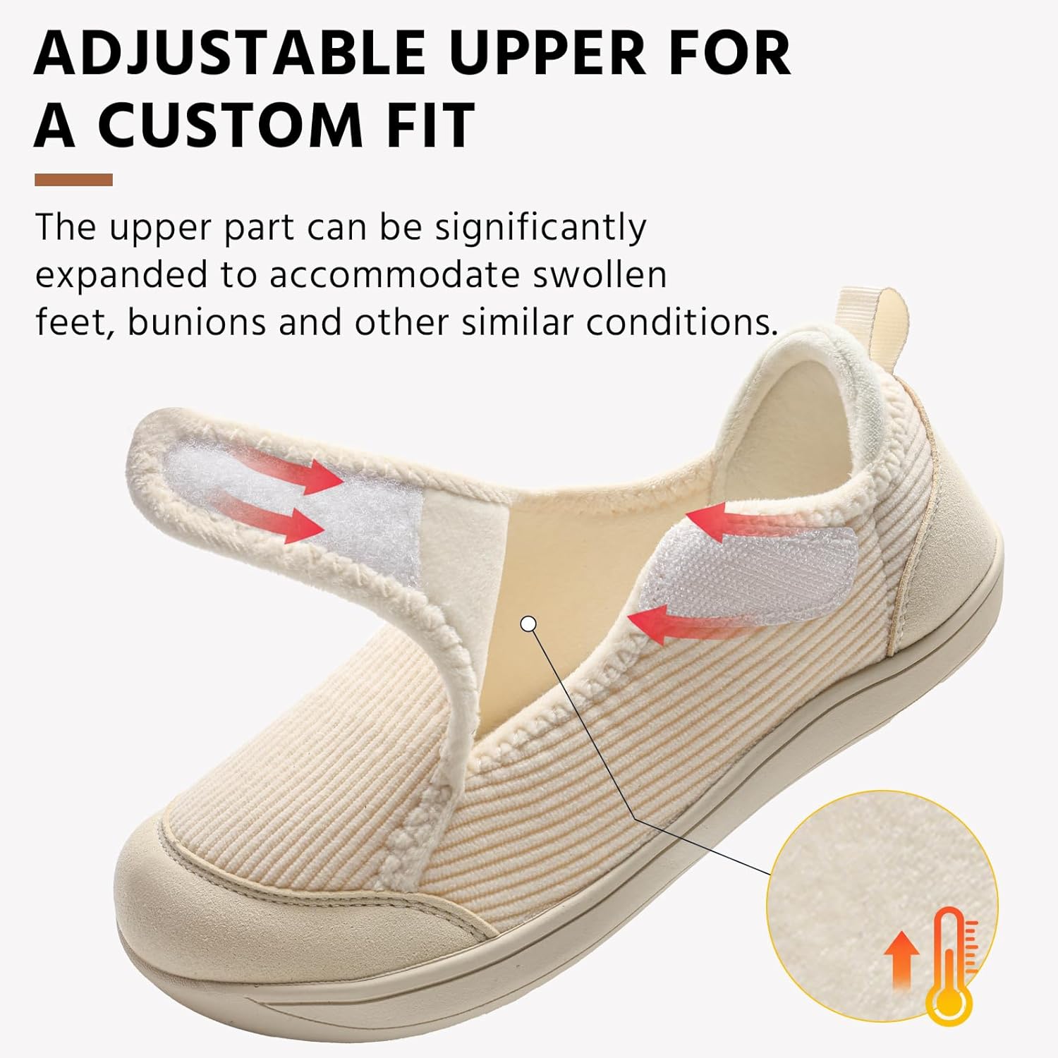 Comfortable Wide Diabetic Shoes for Women Mes,Barefoot House Shoes Slippers for Women Indoor Outdoor,Adjustable Zero Drop Edema Shoe for Neuropathy, Breathable Nursing Shoe Wide Width Casual Sneakers - Image 4