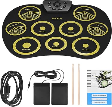 Electronic Collapsible Roll Up Drum Set with Foot Pedal Exercise Pad and Stick Digital Electric Drum Kit Electronic Drum Set for Beginners