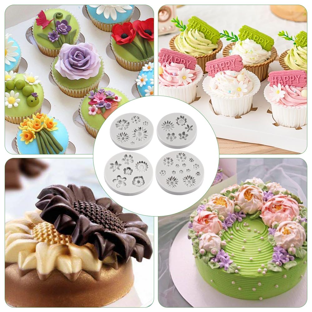 Set 3 Stampi In Silicone Per Torta – 36 Cavità: Rose, Farfalle E Foglie – Per Fondente, Cioccolato E Zucchero - 4