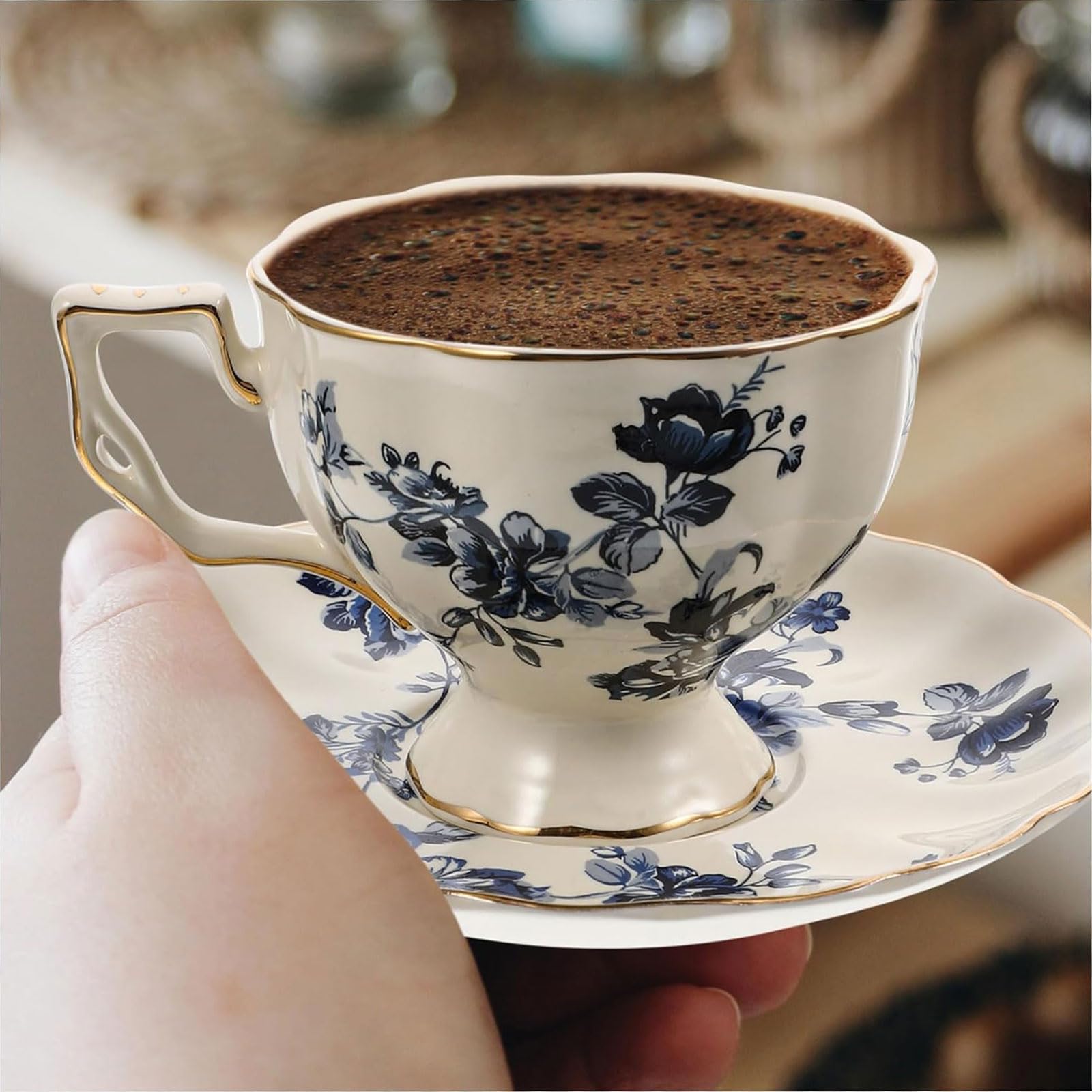 Tazza da tè 1 set set da caffè in ceramica set di piatti per ragazza in ceramica in stile europeo con piattini tazza regali vintage adatti a casa, caffetteria Tazza di caffè