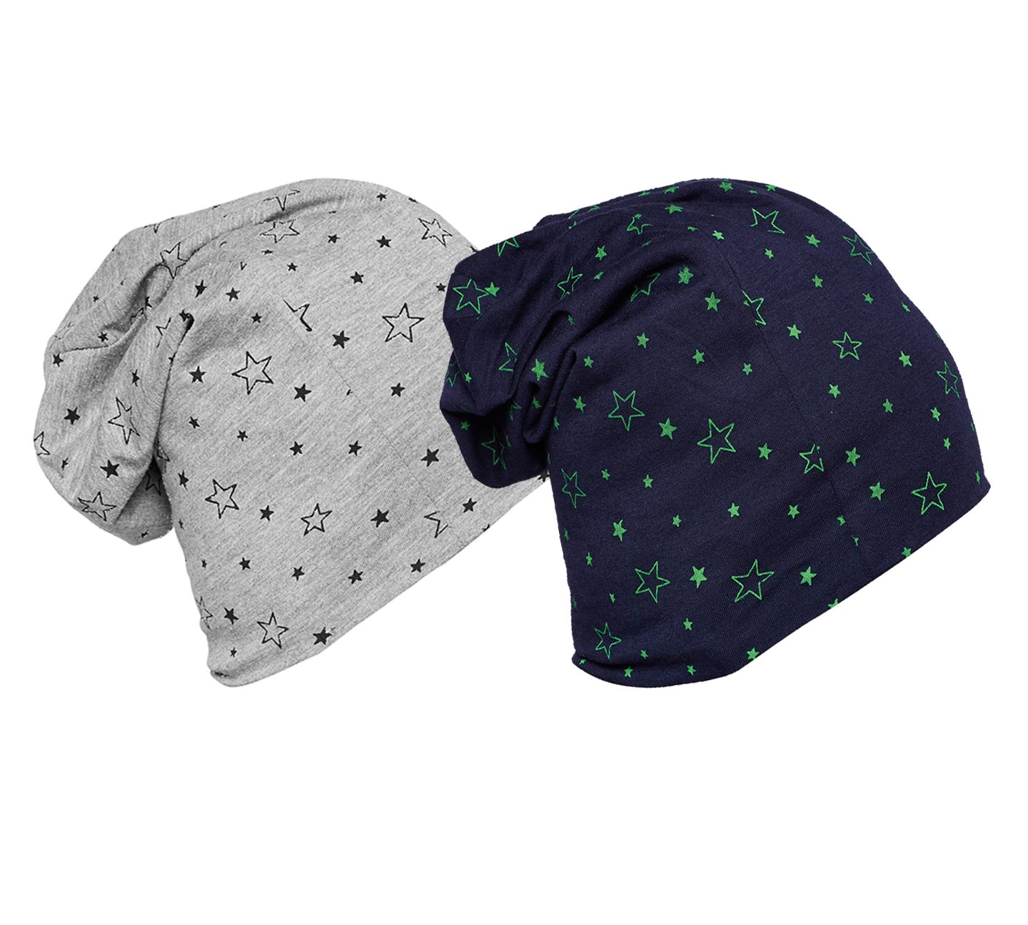 VIMAL JONNEY Multicolor Blended Free Size Beanie Cap for Men(Pack of 2)-Cap_PRT-NO.1-MLG_PRT.NO.1-NVY_02