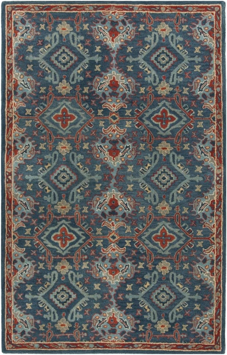 Heritage Collection Accent Rug - 2' x 3', Blue & Multi, Handmade Traditional Oriental Wool, Ideal for High Traffic Areas in Entryway, Living Room, Bedroom (HG422M)