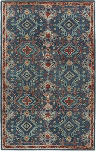 SAFAVIEH Heritage Collection - Alfombra decorativa de 2 x 3 pies, azul y multicolor, hecha a mano de lana oriental tradicional, ideal para zonas de