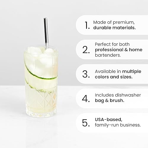 Miniatura 2 de A Bar Above Juego de pajitas de metal dorado  Juego de pajitas de metal Jumbo, cortas y largas  Pajitas reutilizables doradas con bolsa apta para