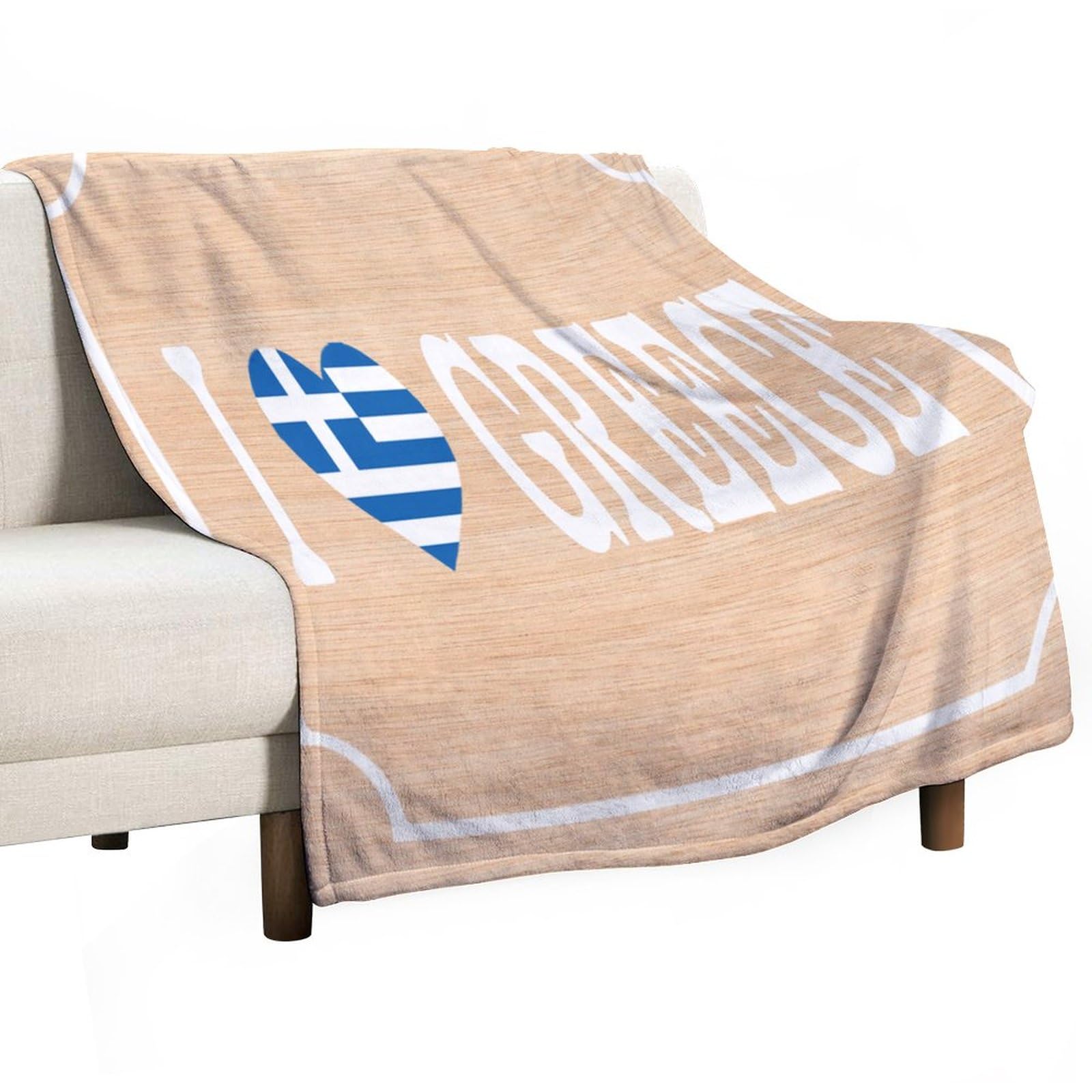 Couverture de lit I Love Greece anti-froid plaid doux pour chambre enfant