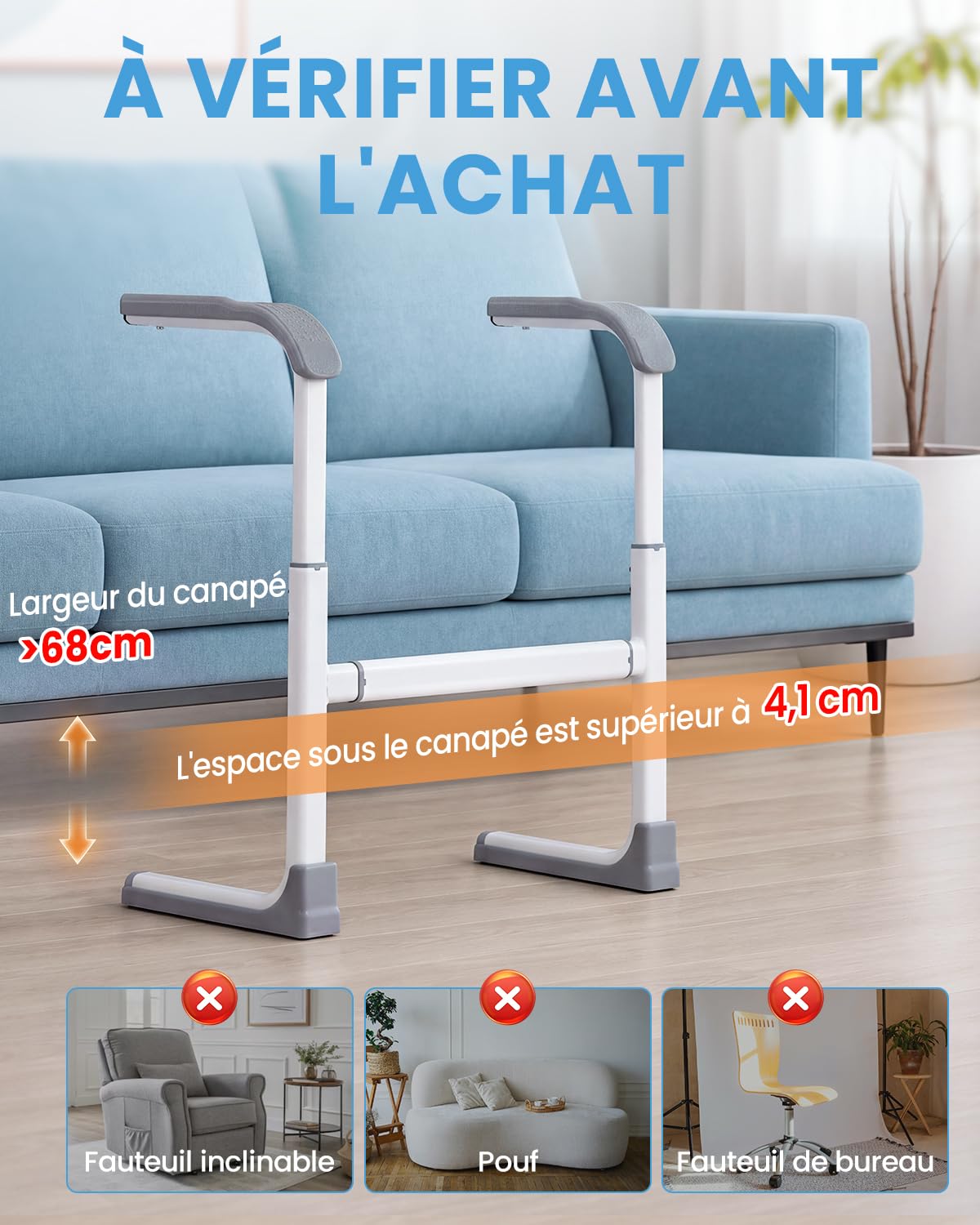YUCHENGTECH Aide au Relevage Canapé Hauteur et Largeur Réglable 150 KG