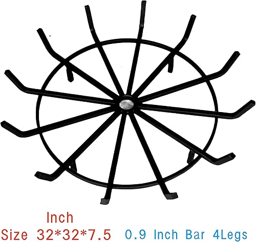 Miniatura 3 de Rejilla para hoguera en pulgadas con póquer de hierro forjado, rueda redonda de carro, leña resistente, barra de 0.9 pulgadas, soporte para estufa,