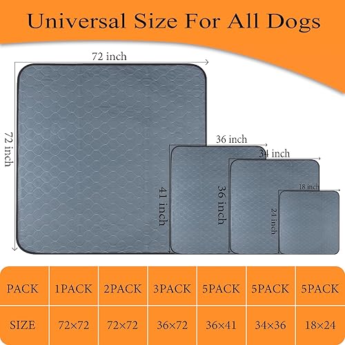 Miniatura 7 de Bunlitent Almohadillas lavables para orina de perro de 72 x 72 pulgadas, paquete de 2, almohadillas reutilizables altamente absorbentes,