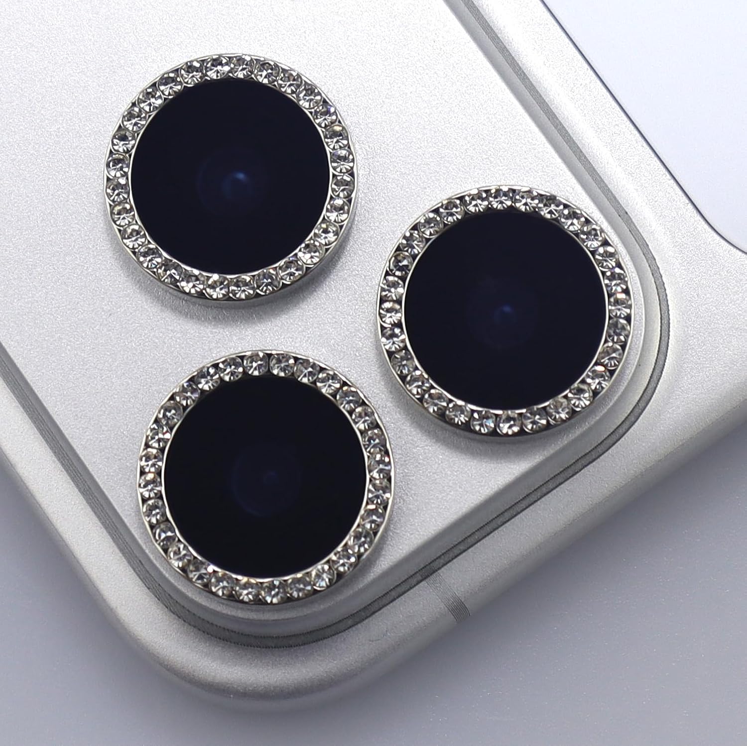 BONVAN for iPhone 17 Pro / 17 Pro Max Camera Lens Protector Bling Glitter Diamond Metal Crystal Tempered Glass Screen Accessories Rhinestones Lens Cover for iPhone 17 Pro/Pro Max (Silver)