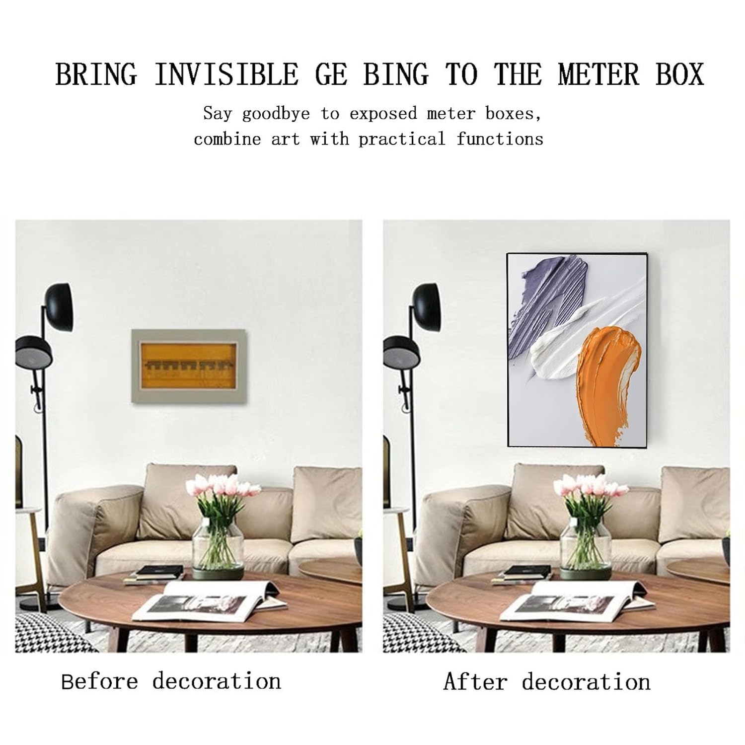 Fuse Box Cover Cabinet Breaker Box Cover Decorative Decoration Hide Paintings Electric Panel Cover Decorative Creative Switch Box Electric(D,50x60cm)