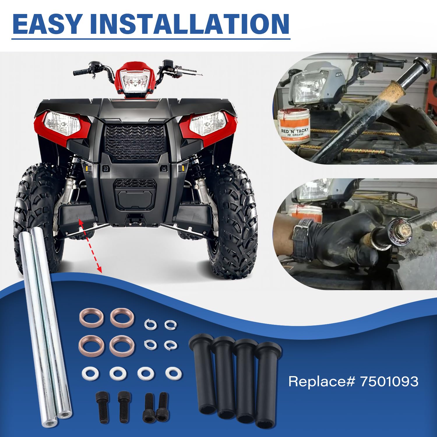 Kit di boccole per braccio ad A inferiore anteriore, compatibile con Polaris Sportsman 400 500 570 600 700 800, Trail Blazer 250 330 400 Trail Boss Xplorer Scrambler Magnum 325 330 425