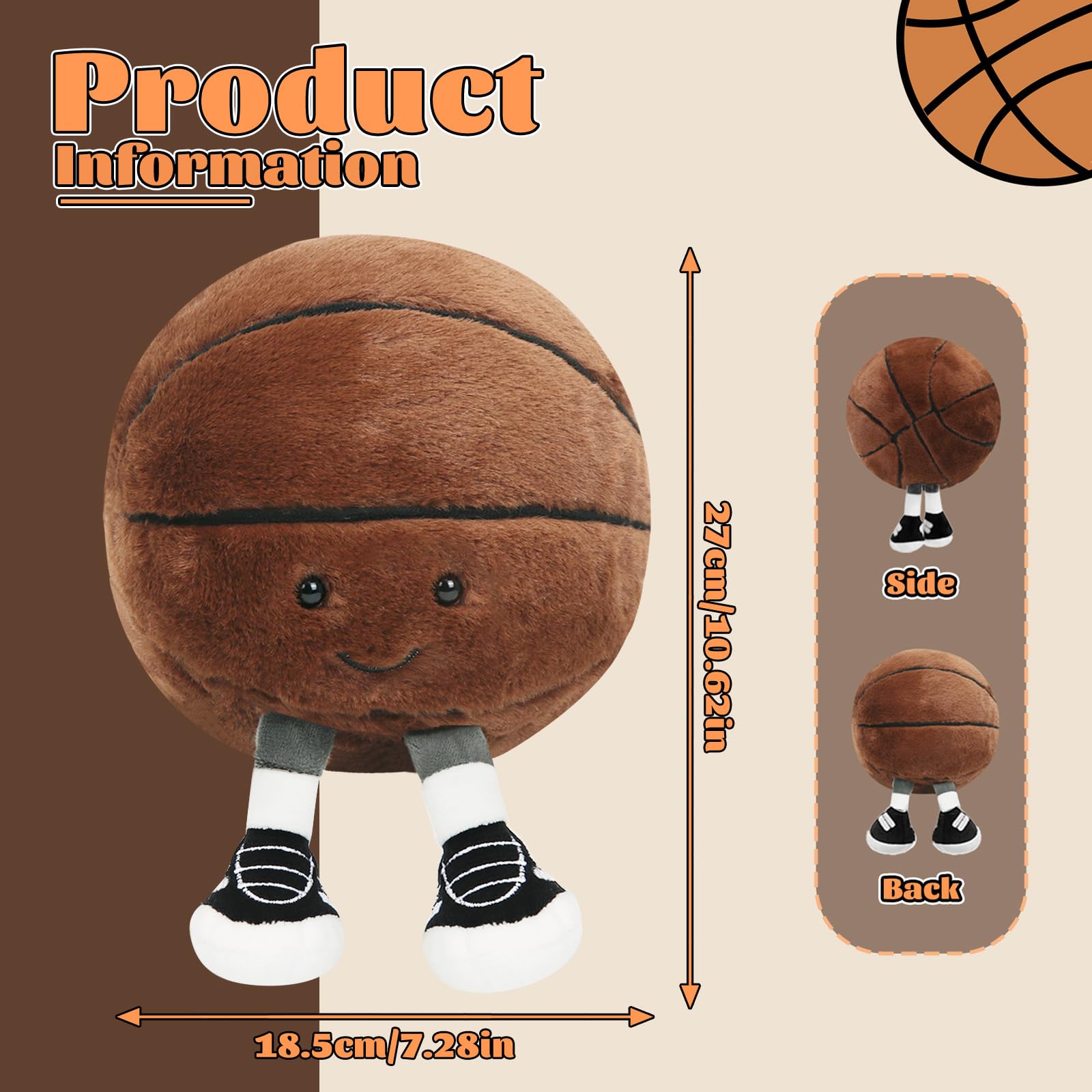 Capaneus Pallacanestro di peluche, cuscino di pallacanestro, giocattolo di peluche di pallacanestro,regalo di pallacanestro per gli amanti della pallacanestro e le ragazze dei ragazzi