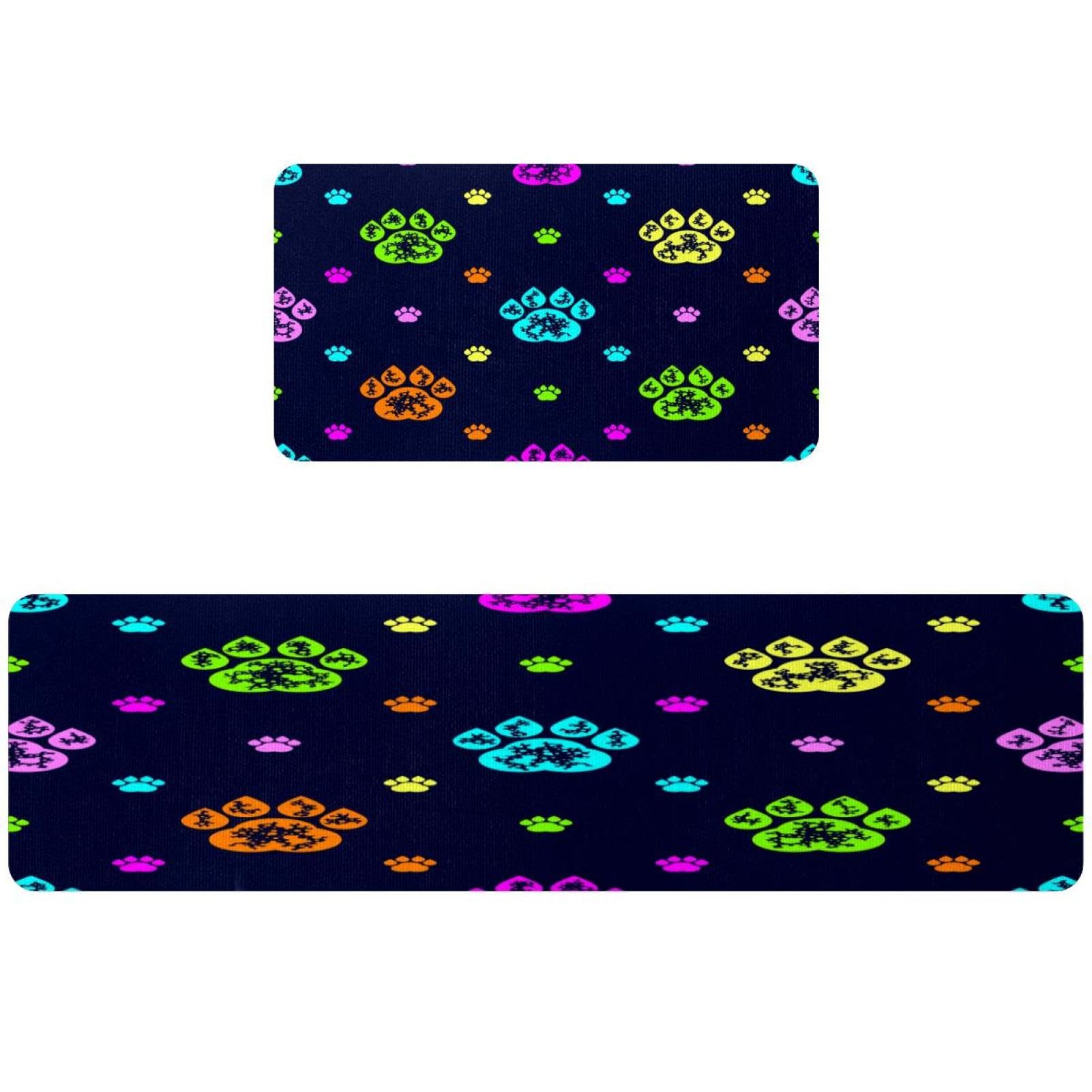 Alfombrillas de cocina VAPOKF lavables con huellas de perro set de 2 alfombras antideslizantes