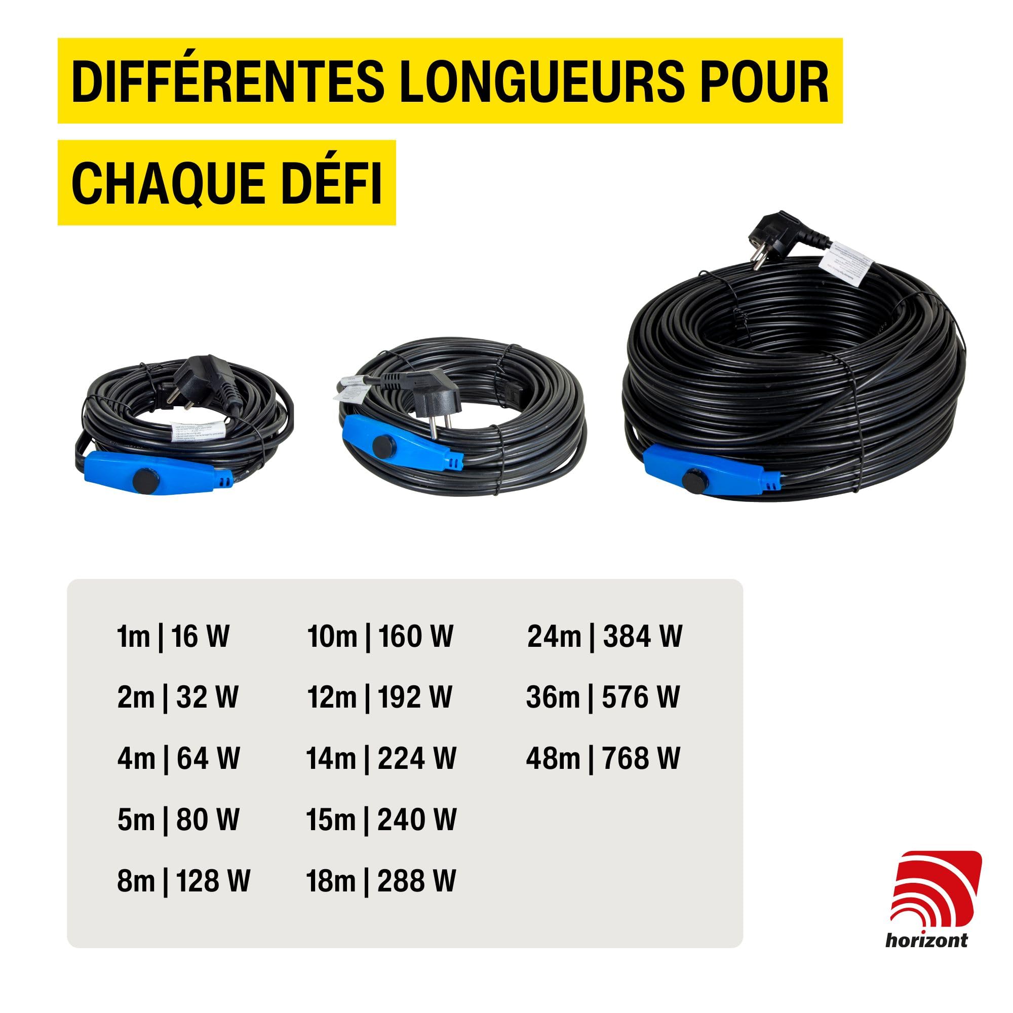 Câble chauffant antigel 36 m 230 V avec thermostat pour conduite d'eau et gouttière