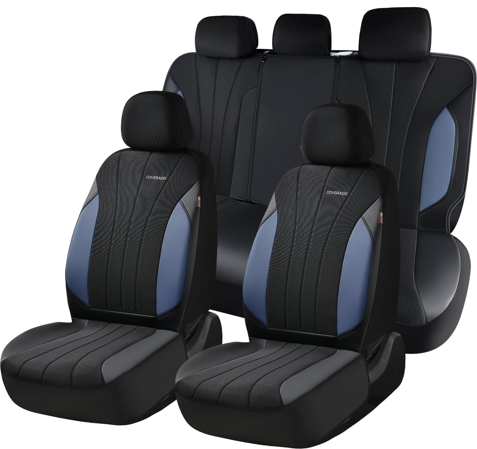 Coverado Seat Covers for Car, Leather Automotive Car Seat Covers 5 Seats, Mesh Breathable Auto Seat Protectors, Driver Seat Covers Universal Fit for SUV, Truck, Vans, Sedan