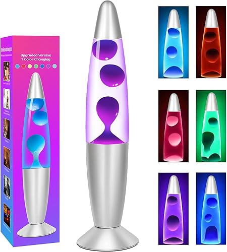 LED Color Changing Liquid Motion Lamp, 13" Purple Magma Lamp for Adults Kids, Relaxing Night Light Birthday Gifts for Boys Girls, Home Décor Mood