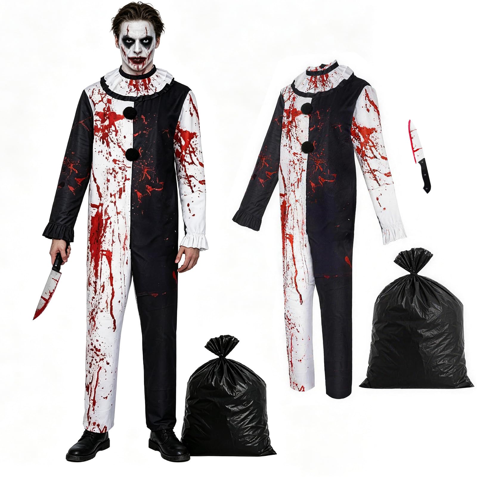 Costume da clown per Halloween, horror, spaventoso