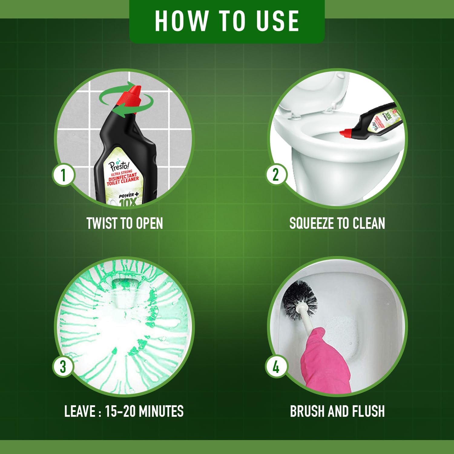 Amazon Brand - Presto! Ultra Strong Disinfectant Toilet Cleaner 1L | Citrus - Image 7 thumbnail