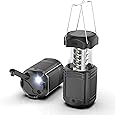 Dynamo Hand Crank Solar Powered Lantern - Battery-Operated or Rechargeable LED Light with Adjustable Settings for Camping by Whetstone (Black)
