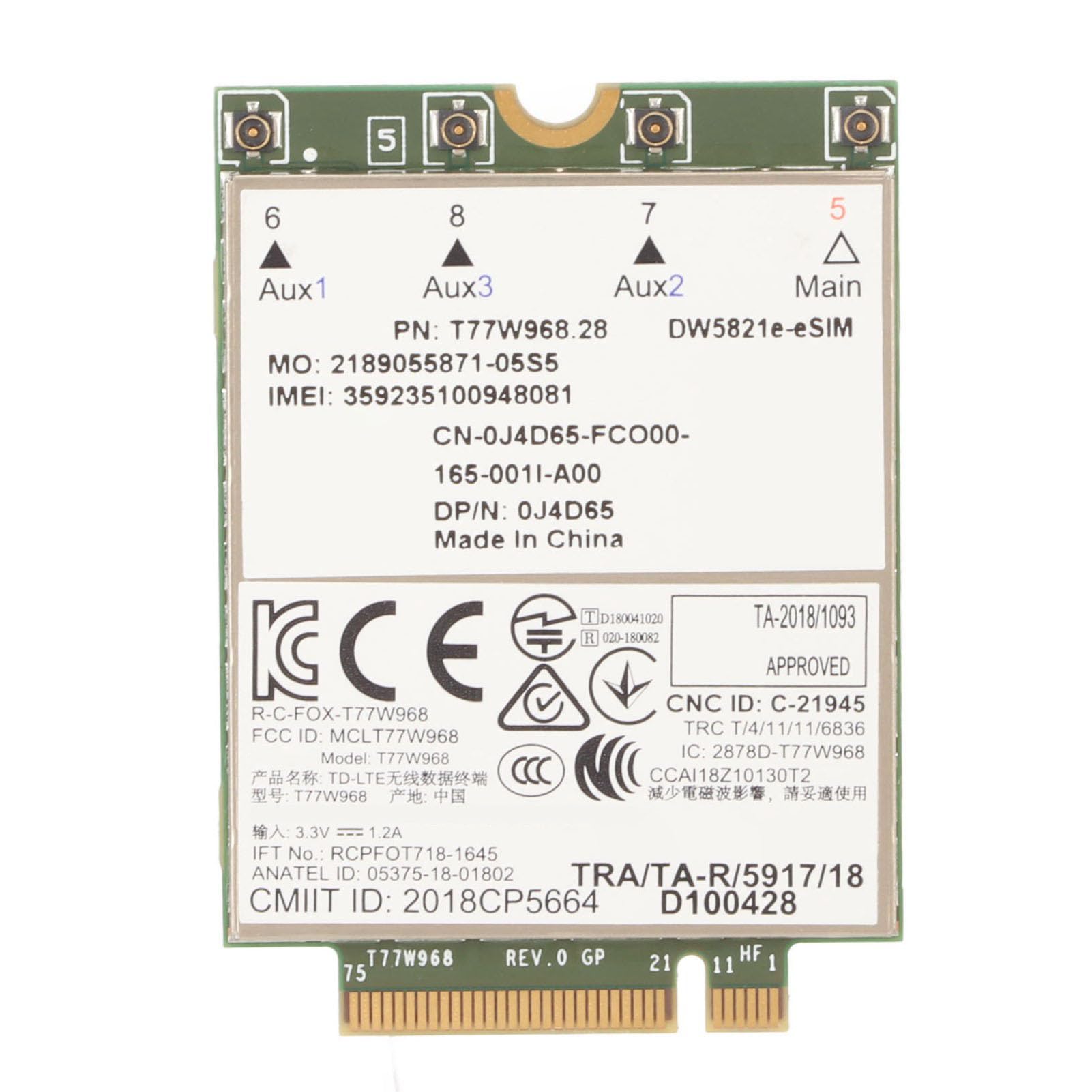 Scheda Di Rete Modulo 4G LTE, Scheda Di Rete Wireless Sostitutiva T77W968 SupportA Fattore Di Forma Cat 16 M.2, VelociTà Di Trasmissione 1 Gbps