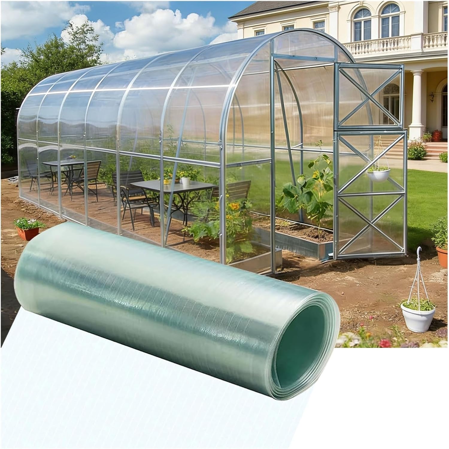 Polycarbonate Roofing Roll, Polycarbonate Roofing Sheet Impact-Resistant for Garden Greenhouses, Outdoor Balconies, Garages and Carports(0.5x20m)