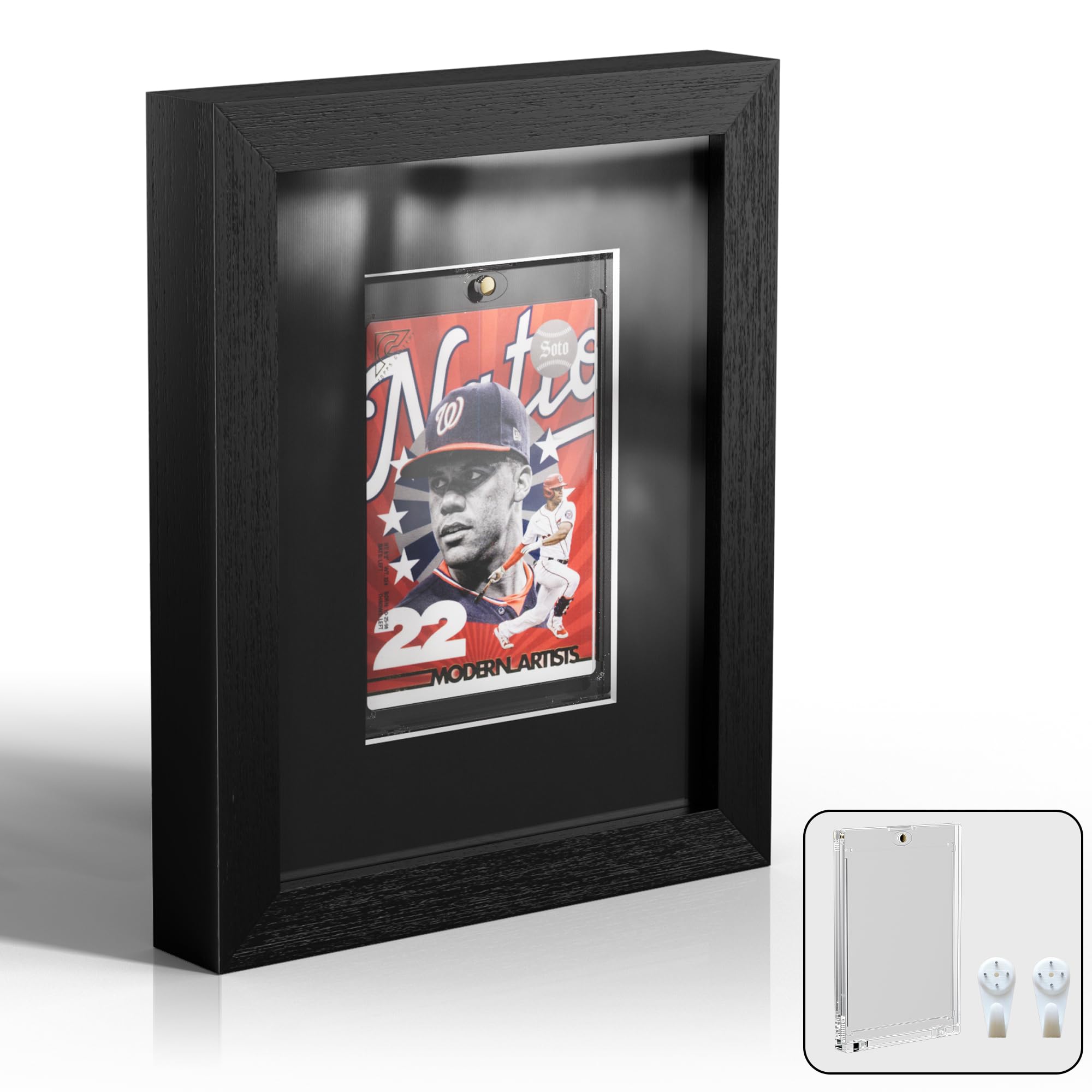 Sports Card Display Frame with Magnetic Card Holder & Tempered Glass