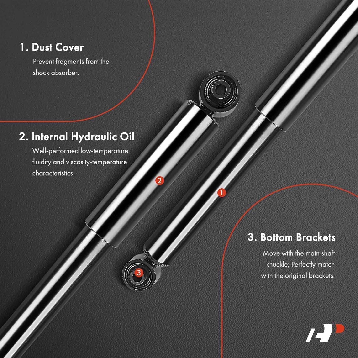 A-Premium Rear Shock Absorber Compatible with Mack Anthem 2018-2020, CHN 2004-2007, CXP 2006-2007, CXU 2008-2019 & Volvo VNL 2000-2020, VN, VNM, VNR, VNX, Driver or Passenger Side