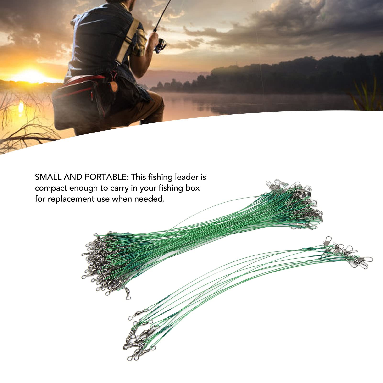 SUNGOOYUE Líder de Aparejos de Pesca, 100PCS Líder de Pesca Giratorio Snap Anti Corrosión Banderas de Líder de Alambre de Acero Duro para Productos de Cabina de Barco de Agua Salada