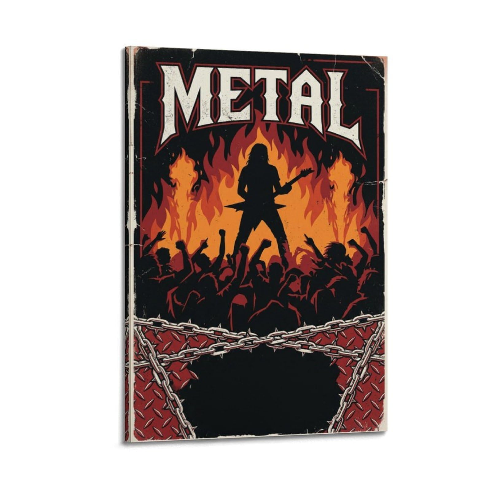 XKUGA Heavy Metal Live-Konzert-Poster, Flammengitarrist, modern, dekorativ, Leinwanddruck, ideale Wandkunst für Familie, Männerhöhle, Spielzimmer, Jungen- und Mädchenzimmer, 50 x 75 cm