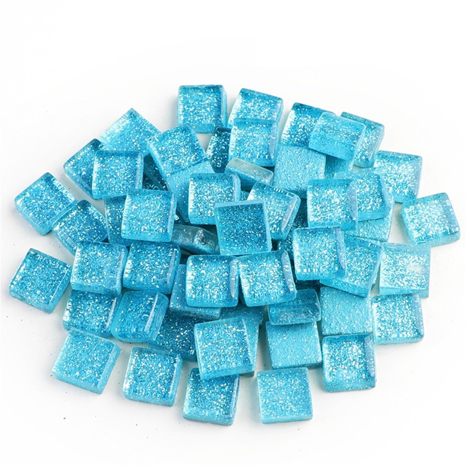 Mosaic Pieces 50PCS DIY Colorful Glitter Glass Mosaic Stones Tiles Pebbles Crafts Material Puzzle 9 * 9mm for Home Garden Decoration Art Projects(Color 30)