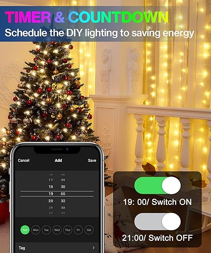 Miniatura 4 de Laliled Tira de luces LED enchufables, tira de luces LED de 33 pies con control remoto y aplicación Bluetooth, IP65 impermeable, sincronización de