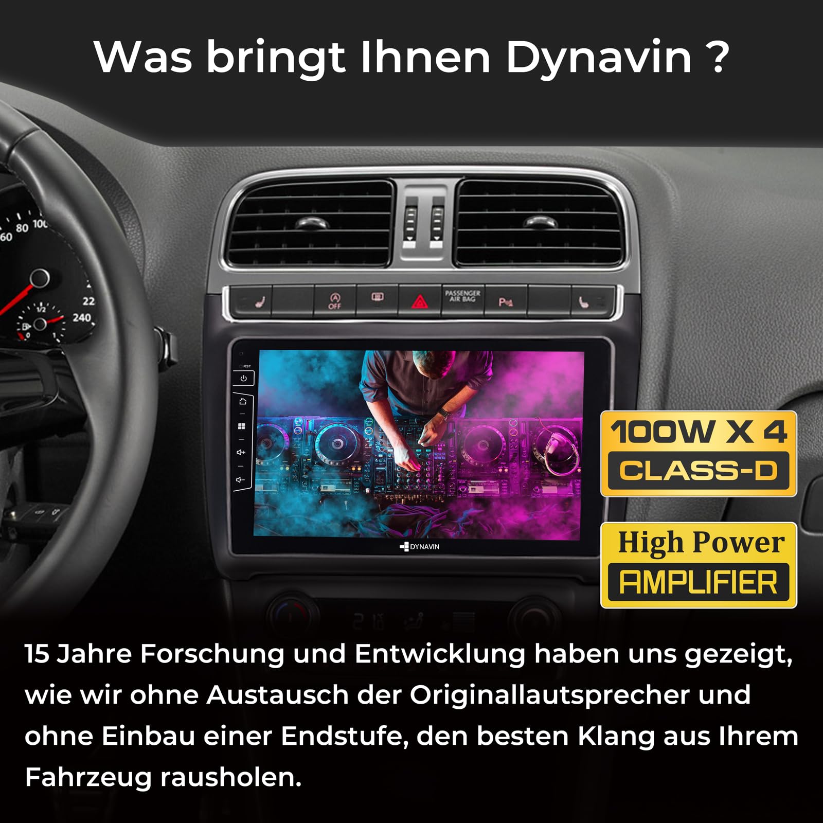 DYNAVIN Android Autoradio GPS pour VW Polo 2014-2017: 9 Pouces OEM Radio avec Wireless CarPlay et Android Auto | Head-up Display | Dab+ Radio: D9-69H Premium Flex