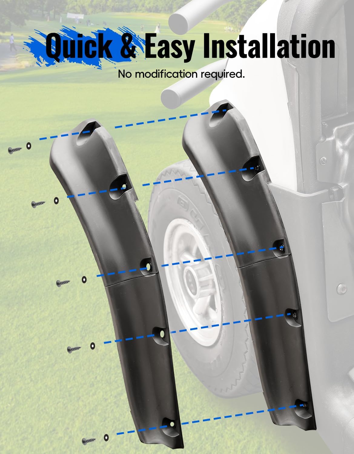 Golf Cart Front & Rear Fender Flares for E-Z-GO RXV 2008-2015, 10PCS Combined Mud Guards Mud Flaps Only for for EZGO RXV 2008-2015 Standard Body Accessories (Not fit Modified Models)