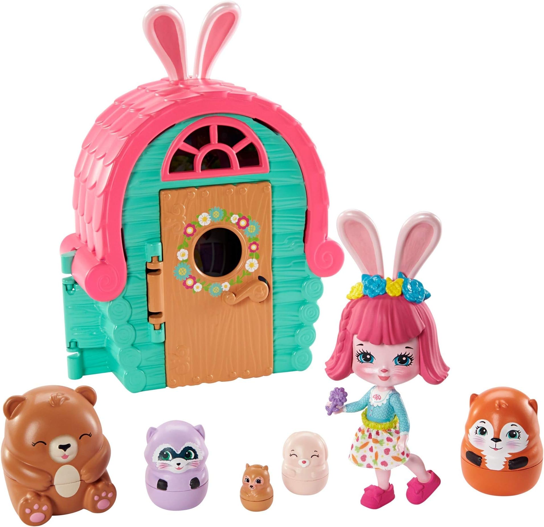 EnchantimalsBree Bunny and Cabana Doll with Pet Matryoshka Surprise and Toy Cabin (Mattel GTM47)