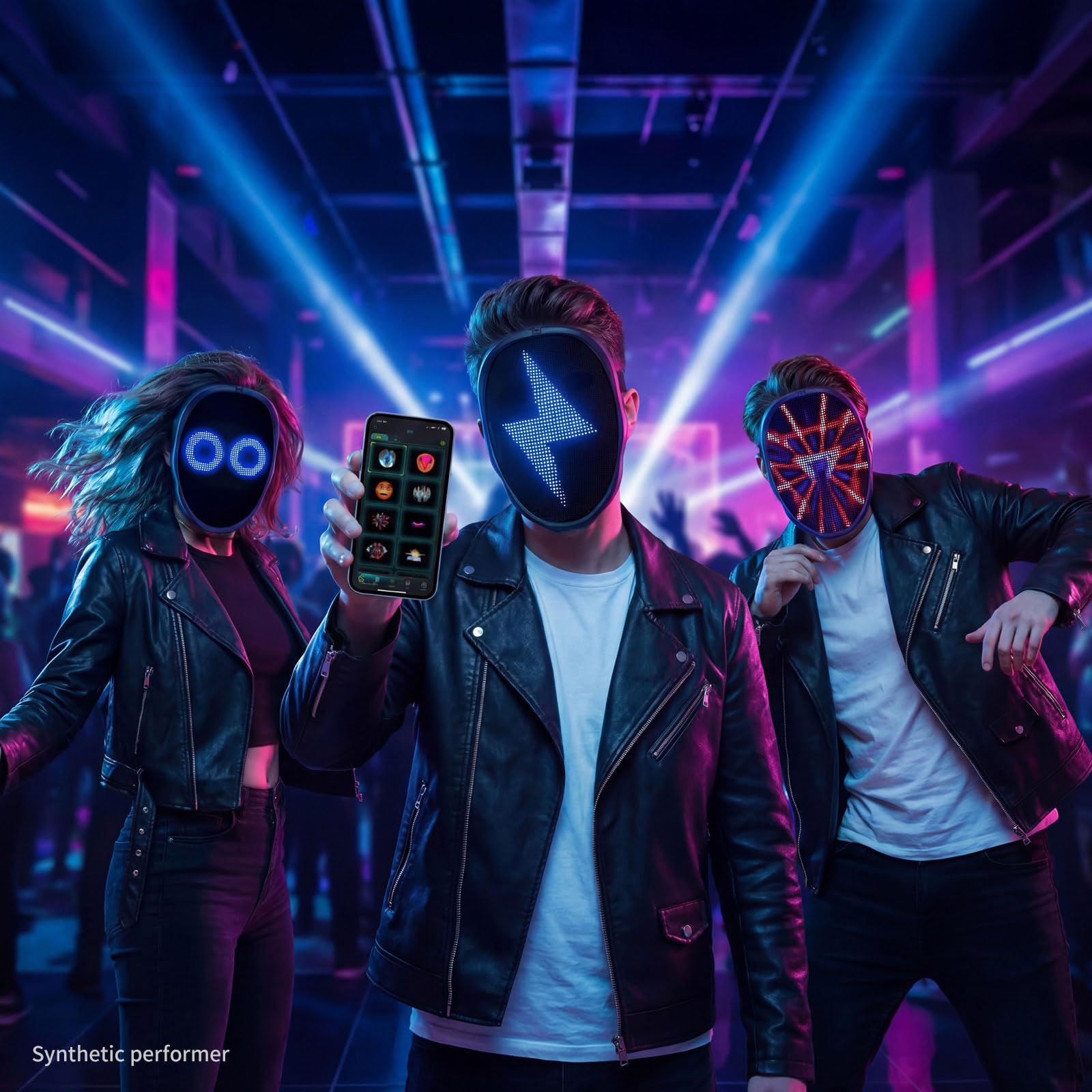 MEGOO Led Mask with Bluetooth Programmable App,Light Up Digital Face Mask view 2
