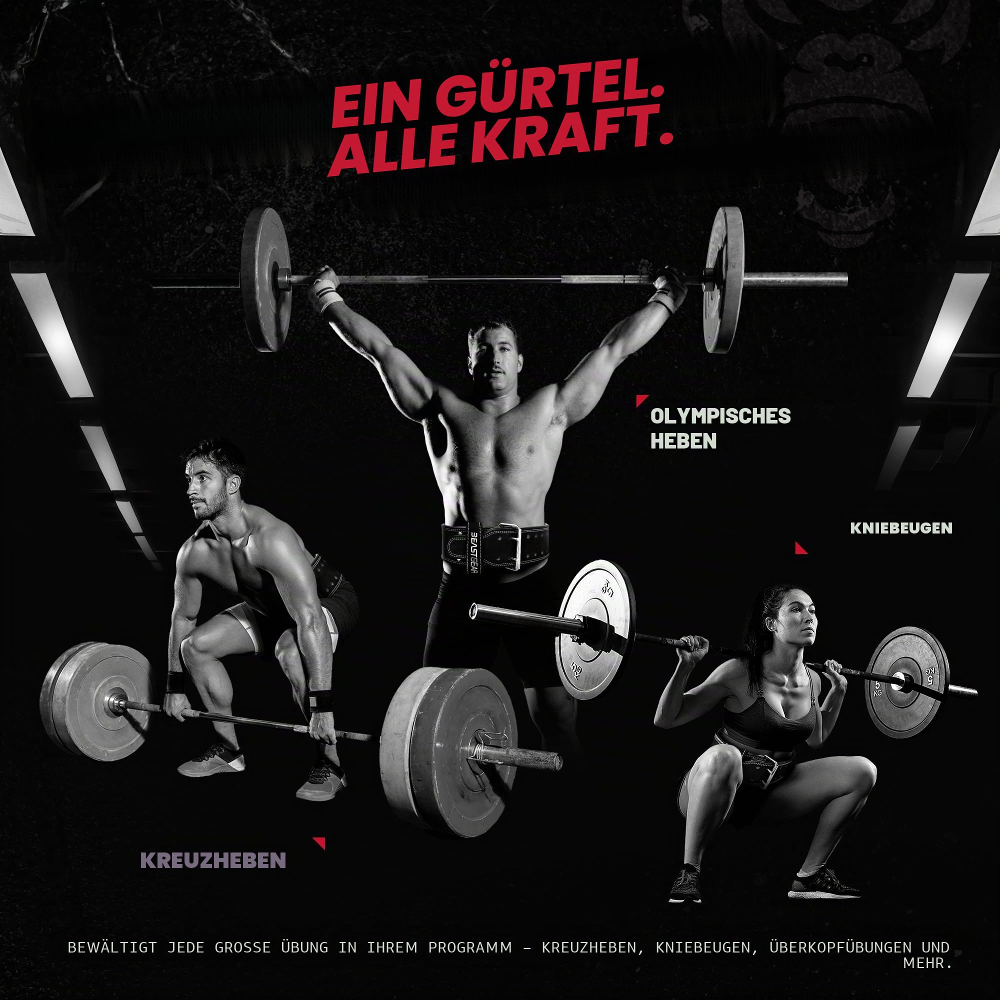 Beast Gear Gewichthebergürtel - Leder 10mm Gepolstert Gym Gürtel Herren, Trainingsgürtel für Klimmzug Gürtel, für Gewichtheben, Krafttraining Zubehör für Damen und Herren