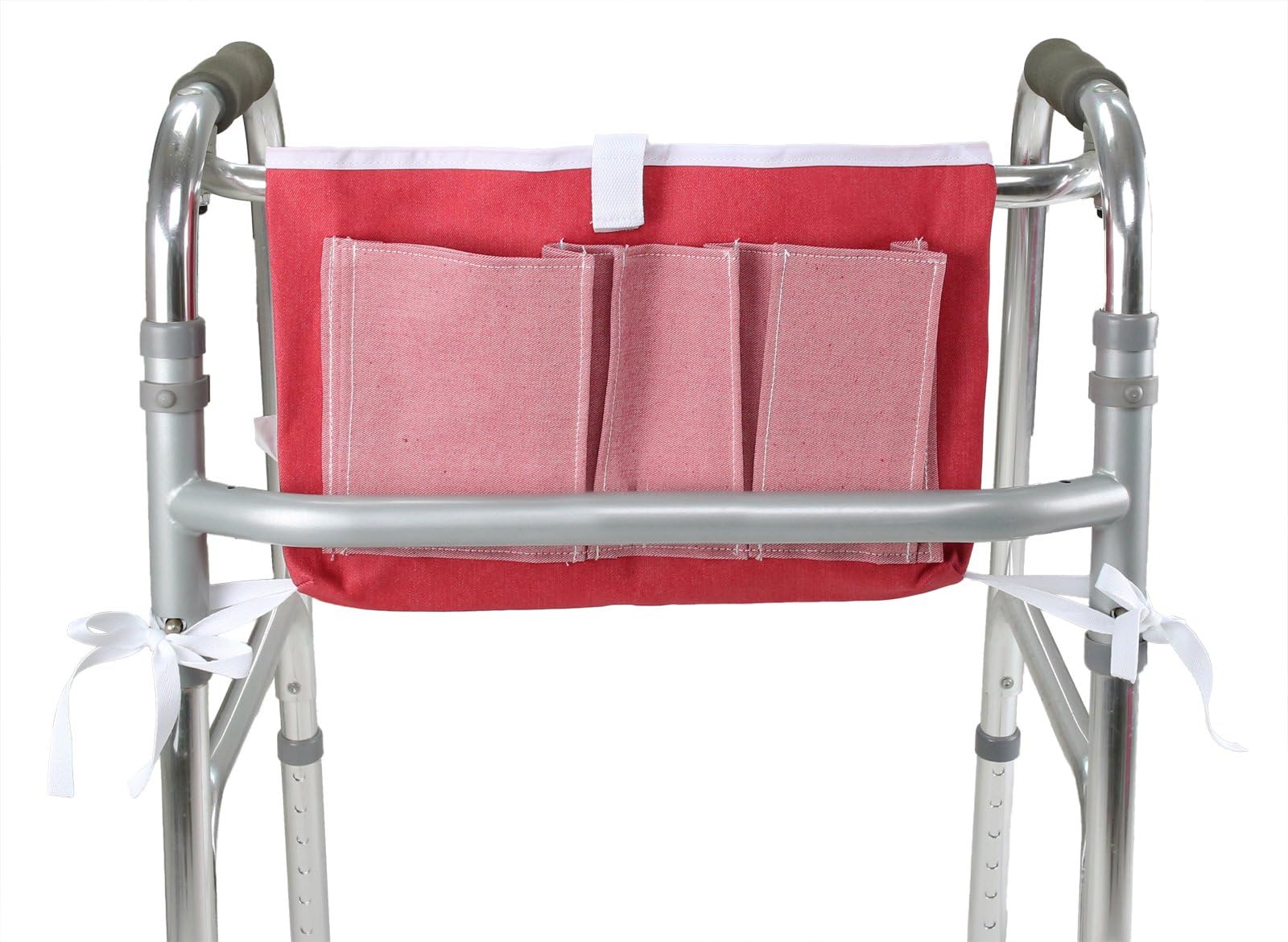 ObboMed® MY-5910N Washable Multi-Pocket Walker Rollator Bag, Travel Carry Pouch with Hook & Loop Closure and Ties, Cotton & Polyester, Pink, 1pc