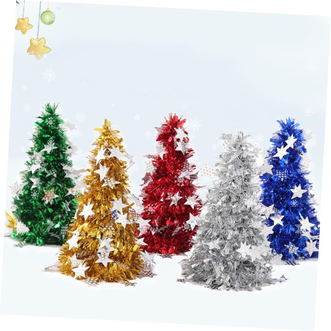 Shiny Metalic Christmas Tree Model 5 Pcs Mini Desktop Tree Ornaments Tabletop Christmas Decor