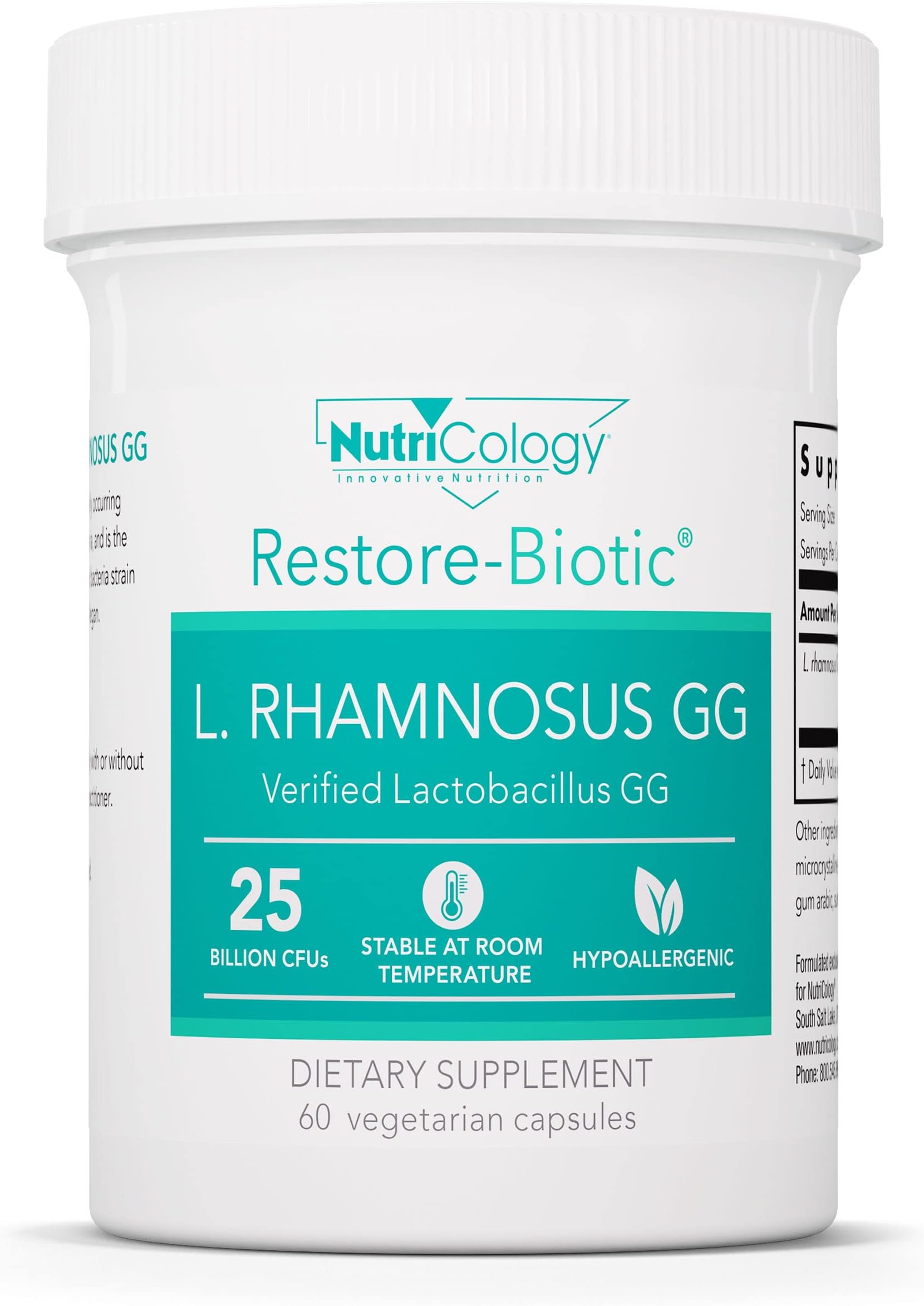 Nutricology Restore-Biotic L. Rhamnosus GG - Probiotic Intestinal Support - 60 Vegetarian Capsules
