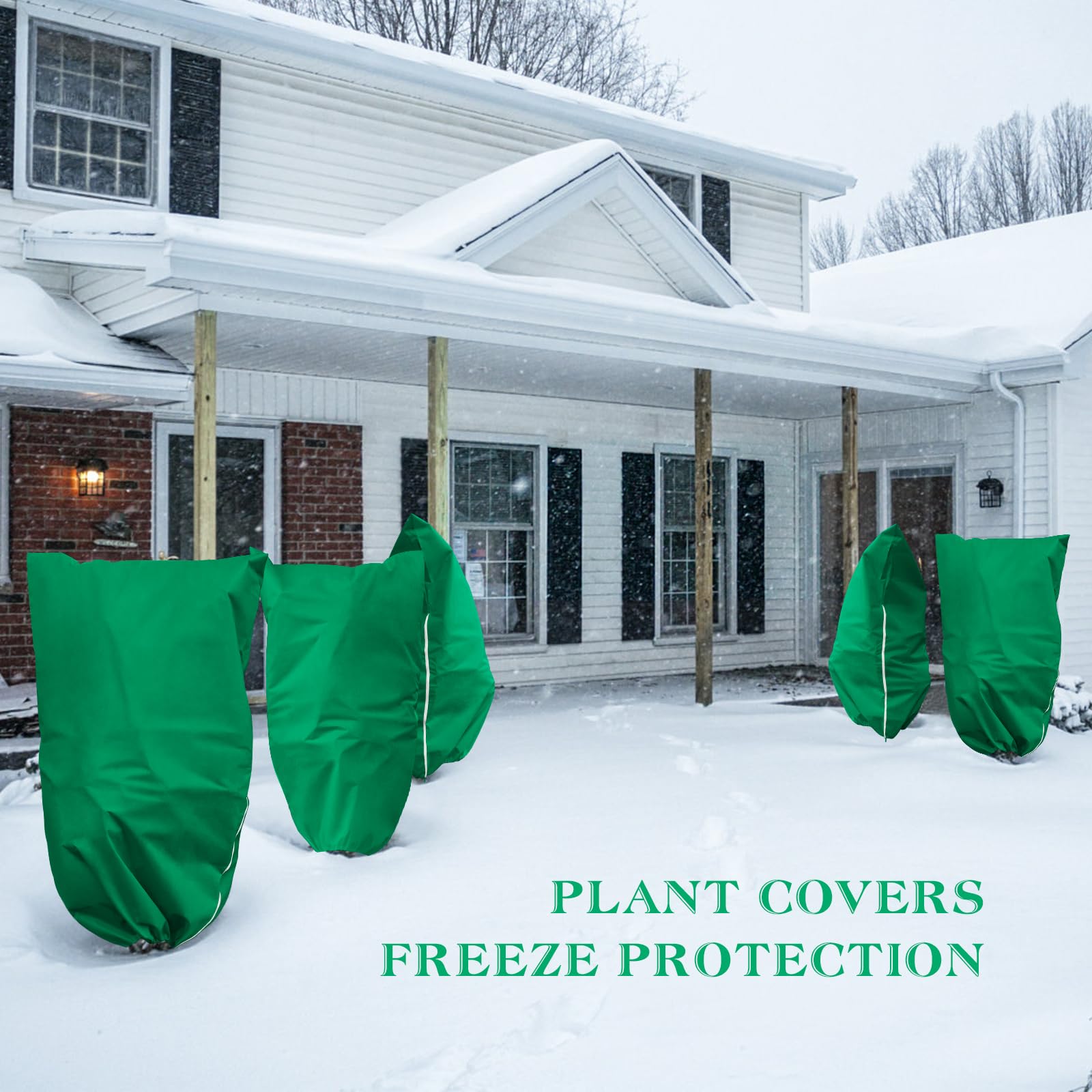 6 cubiertas para plantas, protección contra congelación, 47.2 x 31.5 pulgadas, mantas reutilizables con cordón de cremallera, cubiertas de plantas de invierno para jardín al aire libre,