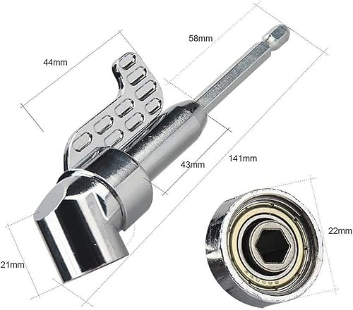 Miniatura 3 de MIAO JIN 2 unidades de taladro de ángulo recto de 14 de pulgada 105 grados de extensión de ángulo adaptador de soporte de zócalo, destornillador