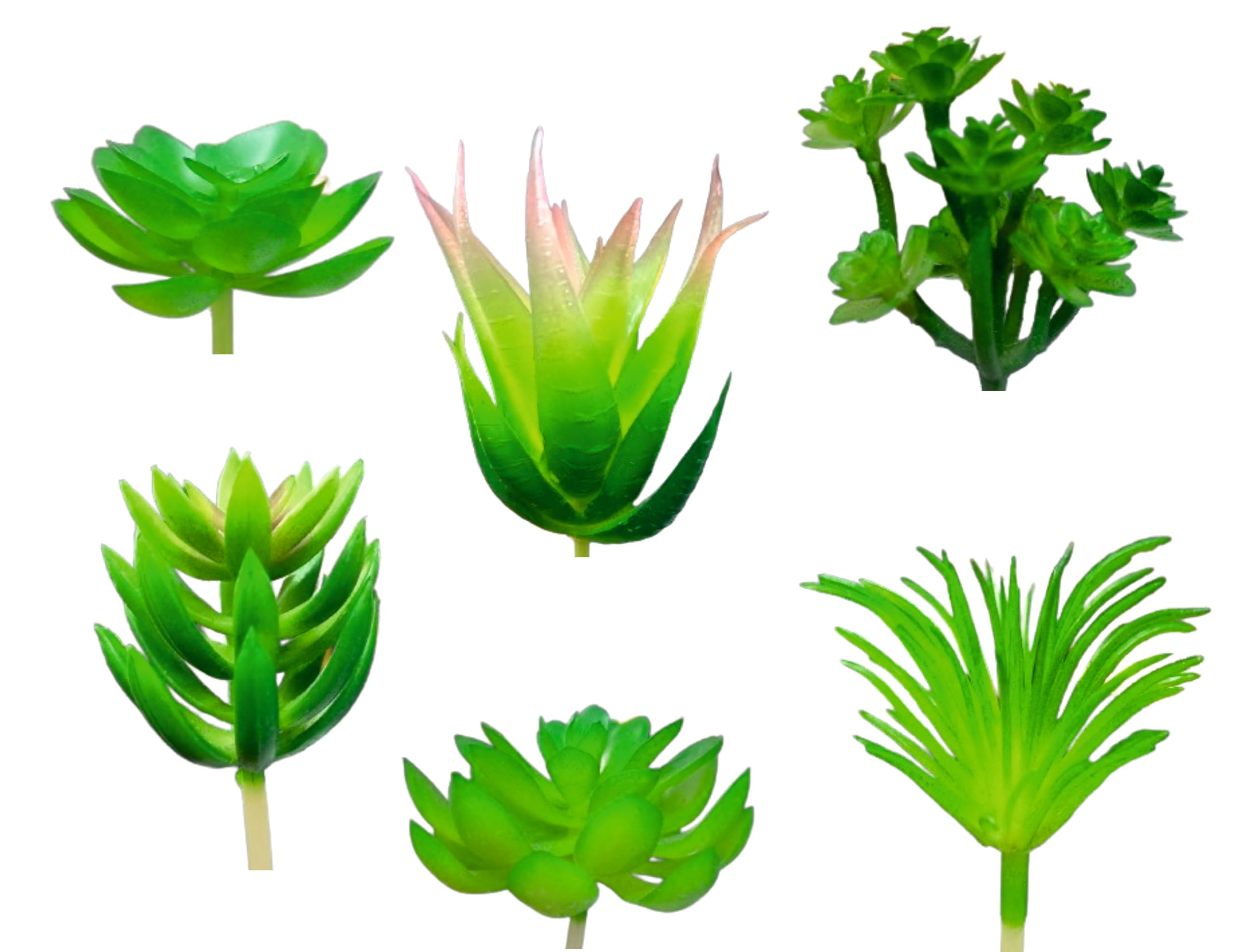 VRB DecTM 6 Pcs Artificial Succulents Plants Mini Fake Plants Unpotted Faux Succulent for Craft, Small Plastic Succulents Assortment in Flocked Green Floral Decor for Garden & Outdoor(Pack of 6 Pcs)