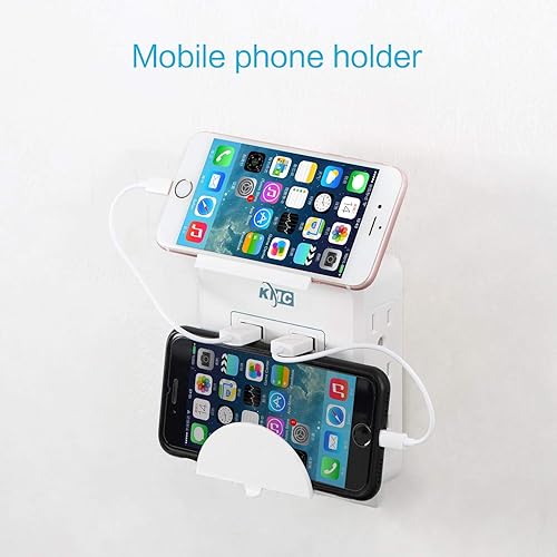 Miniatura 4 de KMC Protector de sobretensiones de pared, regleta de alimentación de pared de 6 salidas con 2 puertos de carga USB en total de 2.4 amperios, diseño