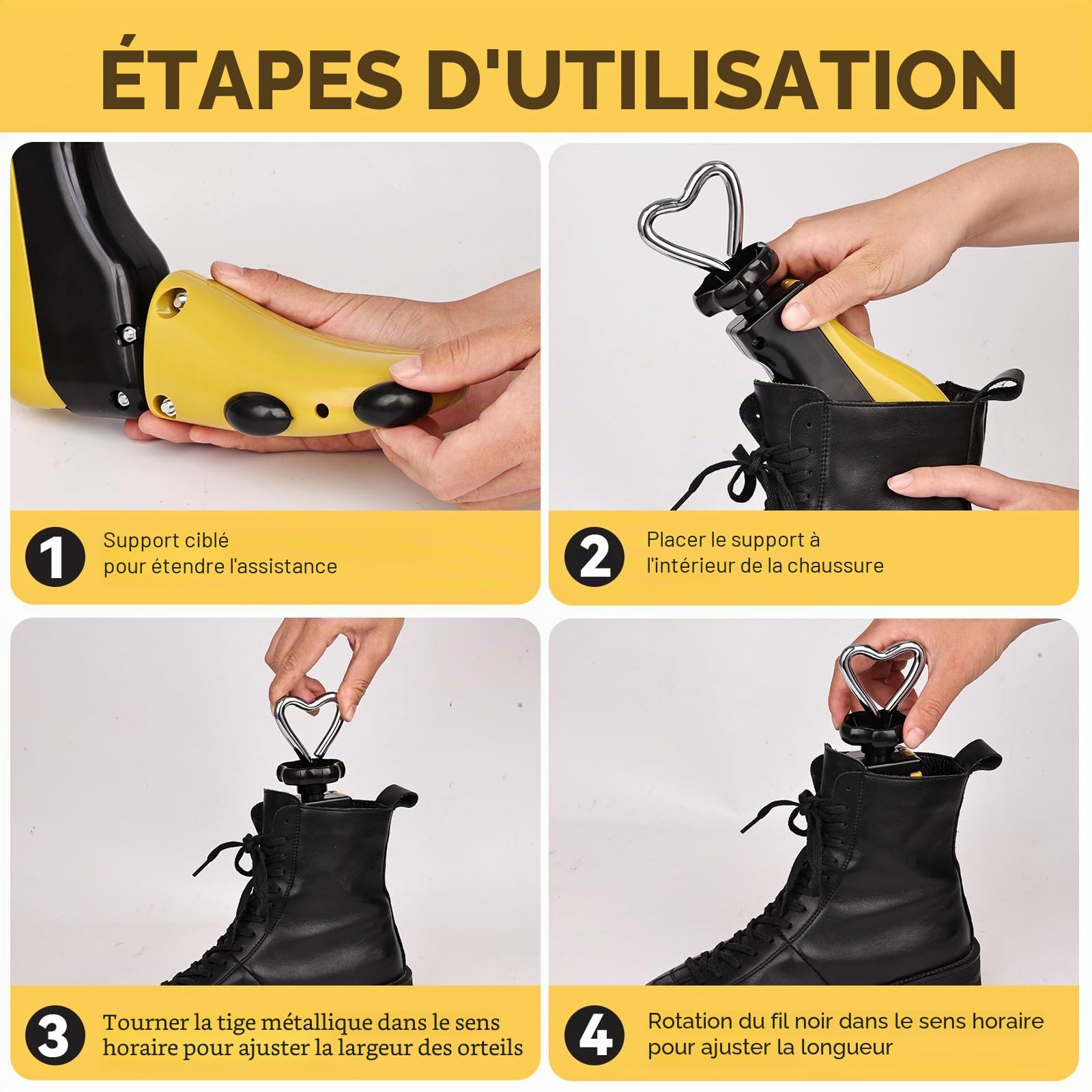 Lot de 2 élargisseurs de chaussures pour femme, homme, réglable, longueur et largeur d'élargisseur pour chaussures, élargisseur professionnel pour bottes, baskets, baskets