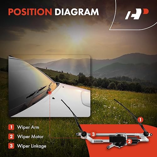 Miniatura 5 de A-Premium Motor del limpiaparabrisas delantero y conjunto de varillaje compatible con vehículos Dodge - Ram 1500 2005-2008, Ram 2500 2005-2009, Ram