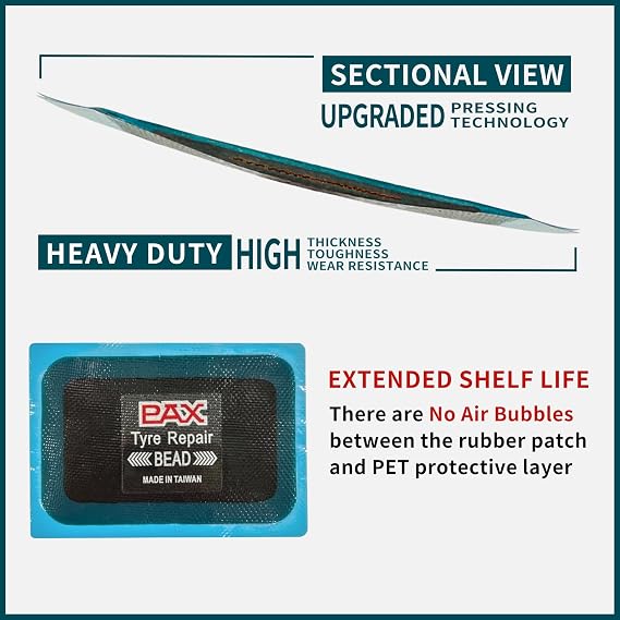 PAX Upgraded Radial Tire Repair Patches 75x50mm (10 Pack), 2-Layer Super Strong Nylon Fabric Heavy-Duty Puncture Fix for Truck & Car (Rubber Cement Required)